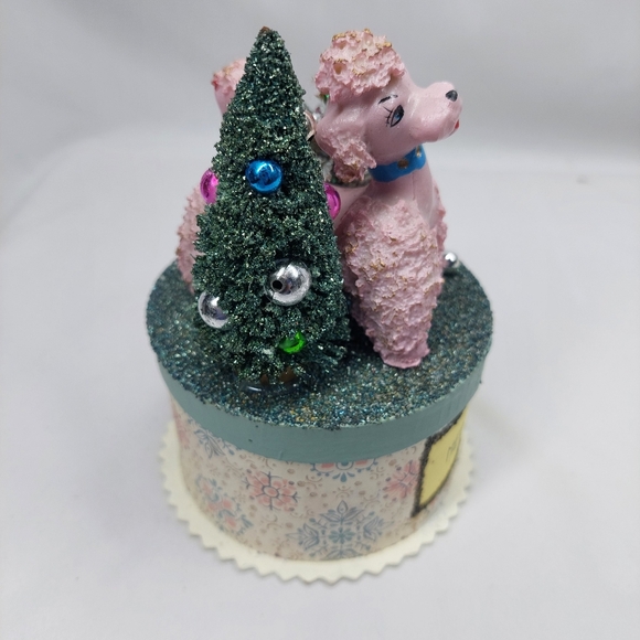 Pink Poodle Retro Trinket Gift Box Merry Christmas Holiday 50's Style - Picture 4 of 9